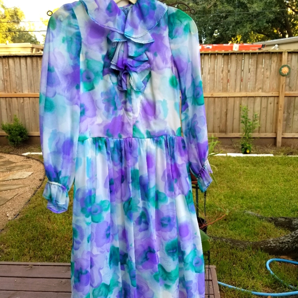 Vintage floral chiffon dress by Vogue Paris Original XS